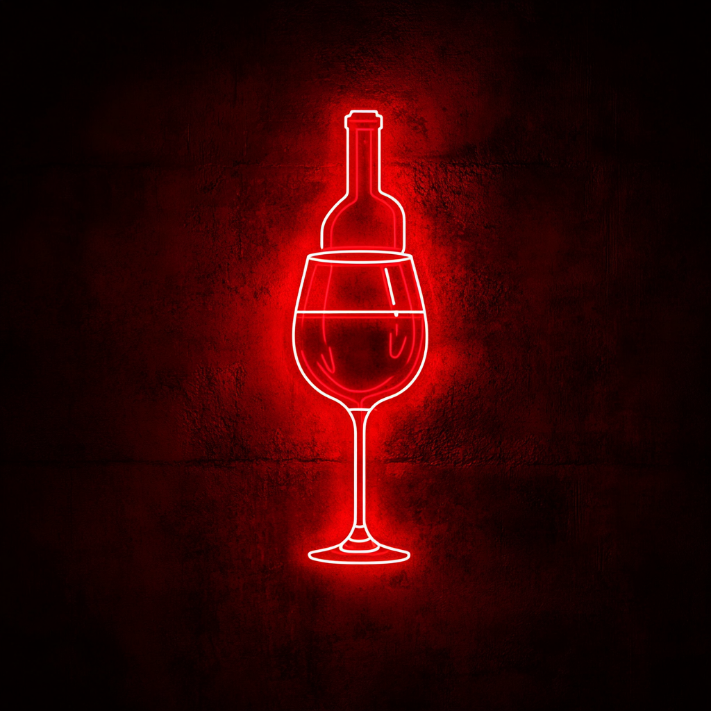 Wine Pouring into Glass - Red Neon Sign, 18 Inches