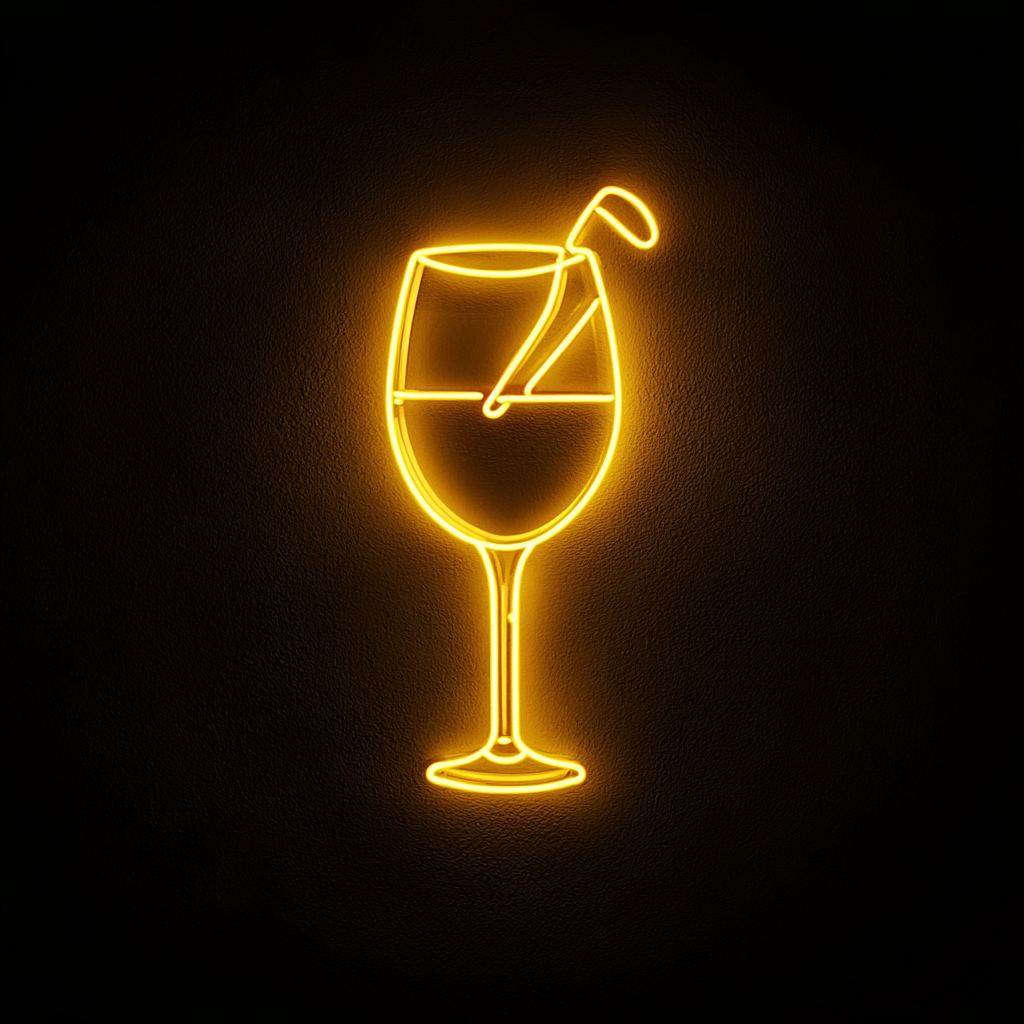 Wine Pouring into Glass - Yellow Neon Sign, 18 Inches