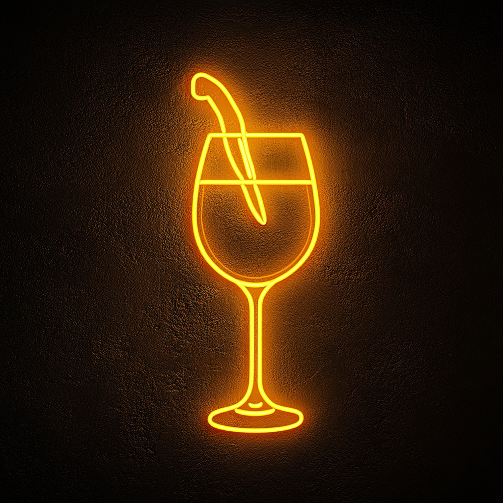 Wine Pouring into Glass - Yellow Neon Sign, 18 Inches