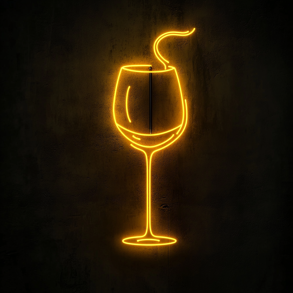 Wine Pouring into Glass - Yellow Neon Sign, 18 Inches