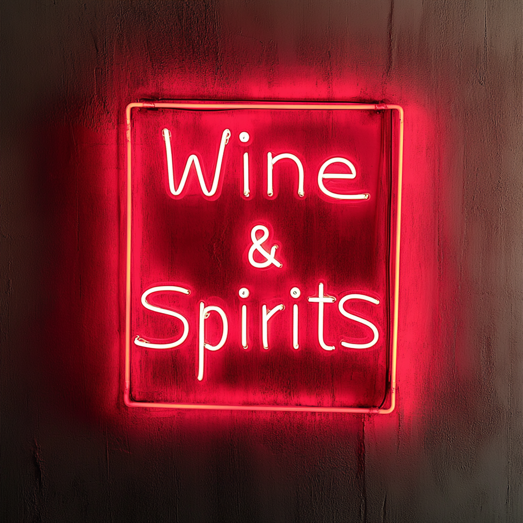 "Wine & Spirits" - Red Neon Sign, 18 Inches