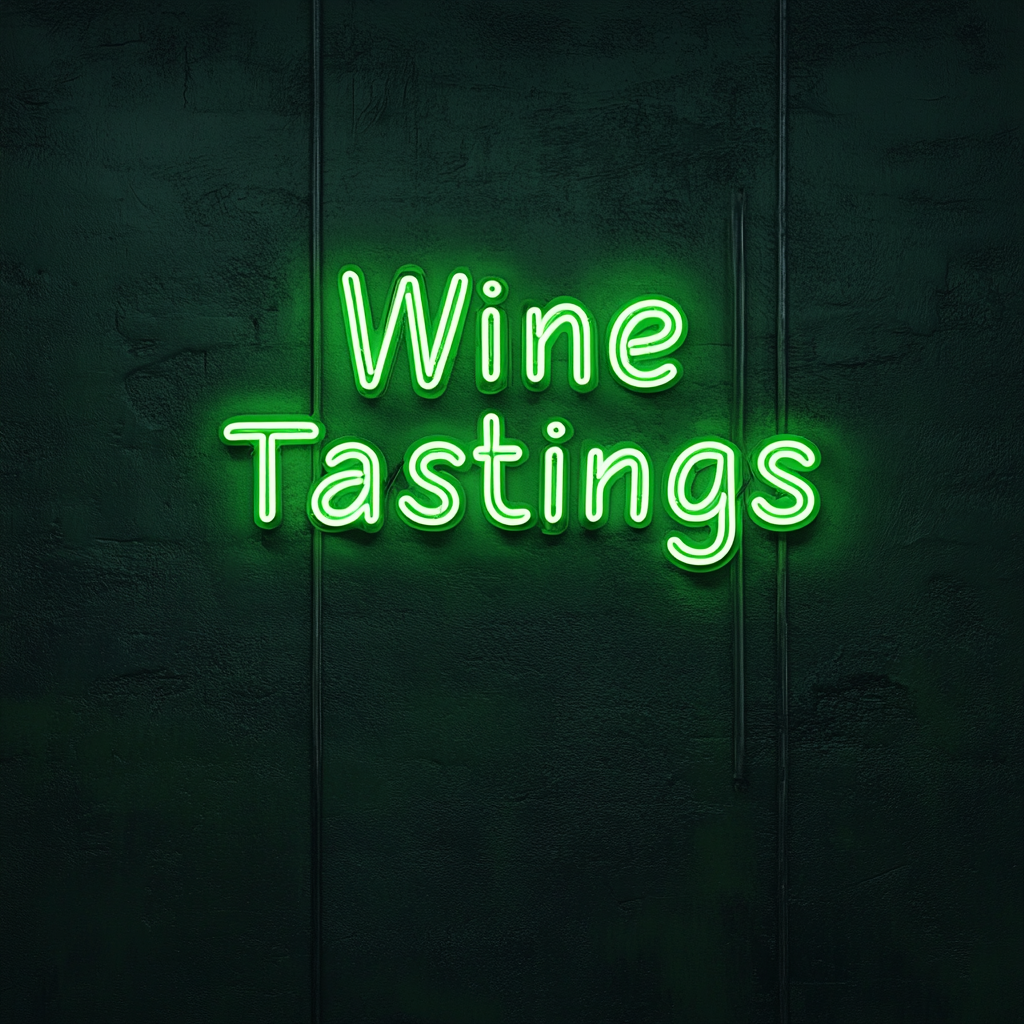 "Wine Tastings" - Green Neon Sign, 18 Inches