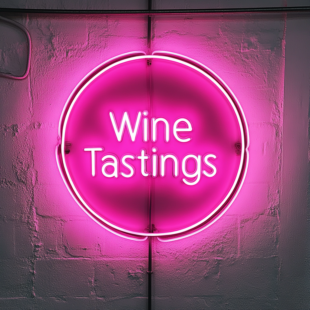 "Wine Tastings" - Pink Neon Sign, 18 Inches