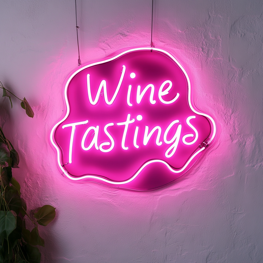 "Wine Tastings" - Pink Neon Sign, 18 Inches