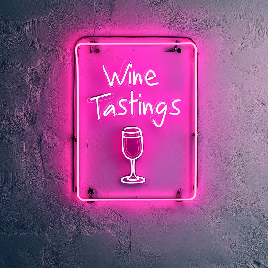 "Wine Tastings" - Pink Neon Sign, 18 Inches