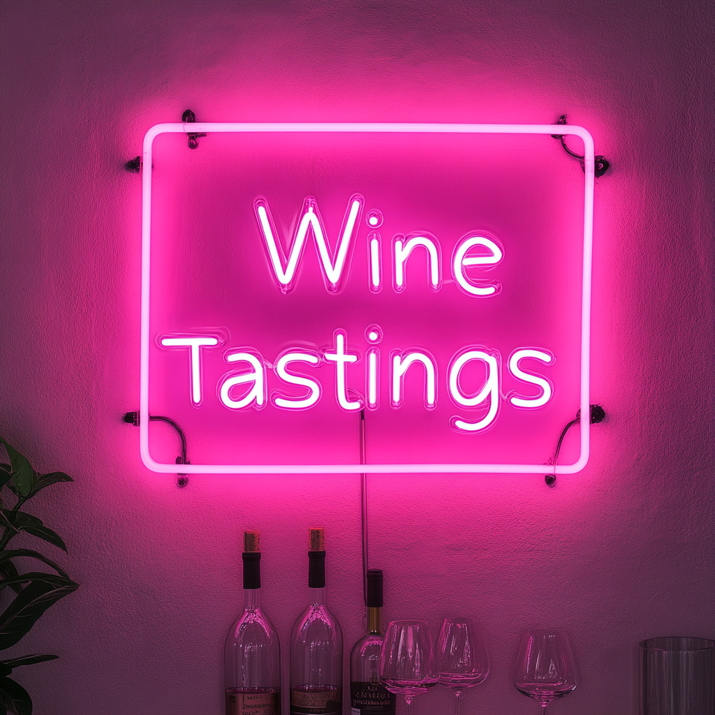 "Wine Tastings" - Pink Neon Sign, 18 Inches