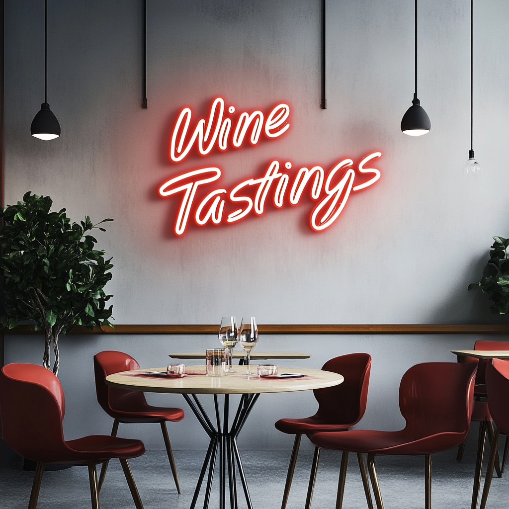 "Wine Tastings" - Red Neon Sign, 18 Inches