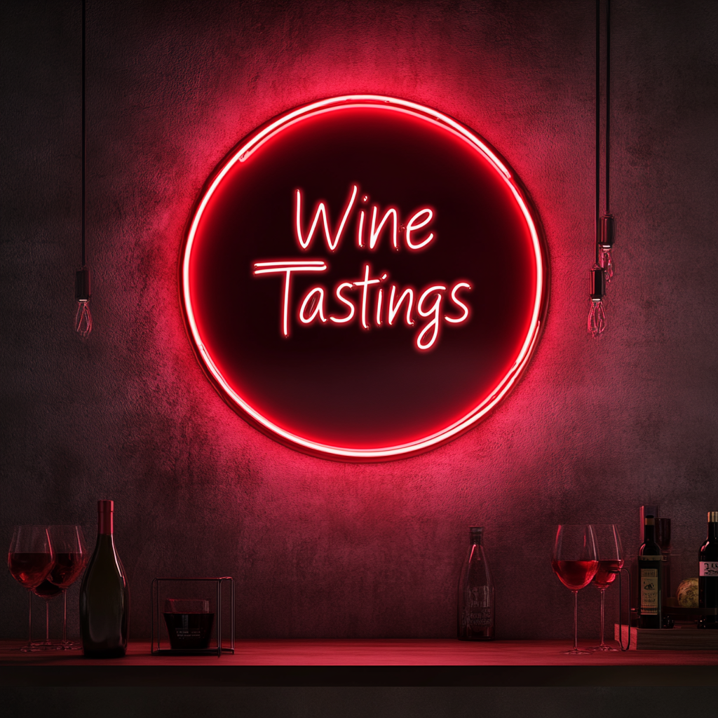 "Wine Tastings" - Red Neon Sign, 18 Inches