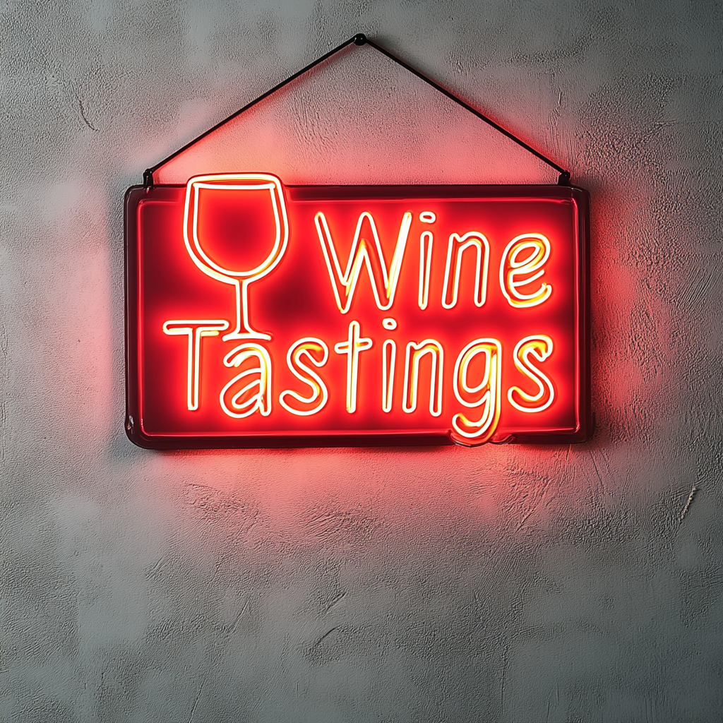 "Wine Tastings" - Red Neon Sign, 18 Inches