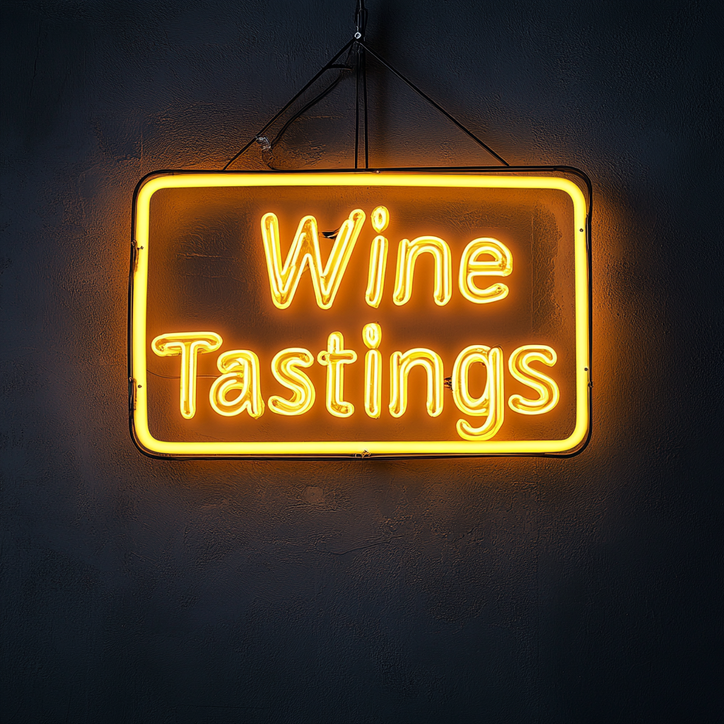 "Wine Tastings" - Yellow Neon Sign, 18 Inches