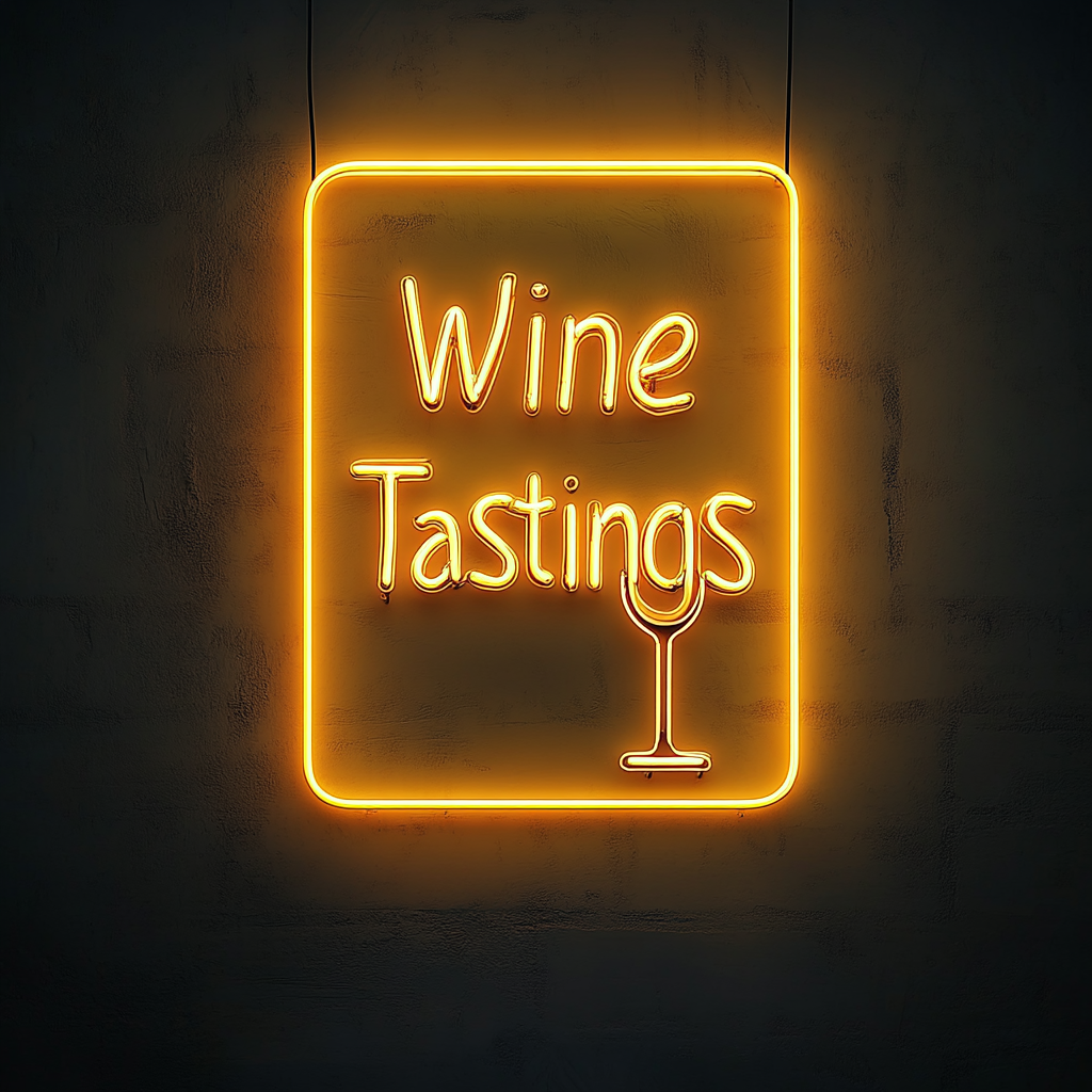 "Wine Tastings" - Yellow Neon Sign, 18 Inches