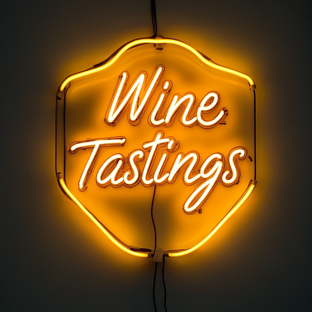 "Wine Tastings" - Yellow Neon Sign, 18 Inches