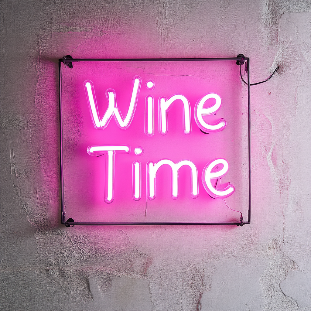 "Wine Time" - Pink Neon Sign, 24 Inches