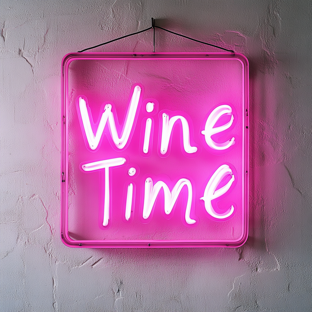 "Wine Time" - Pink Neon Sign, 24 Inches