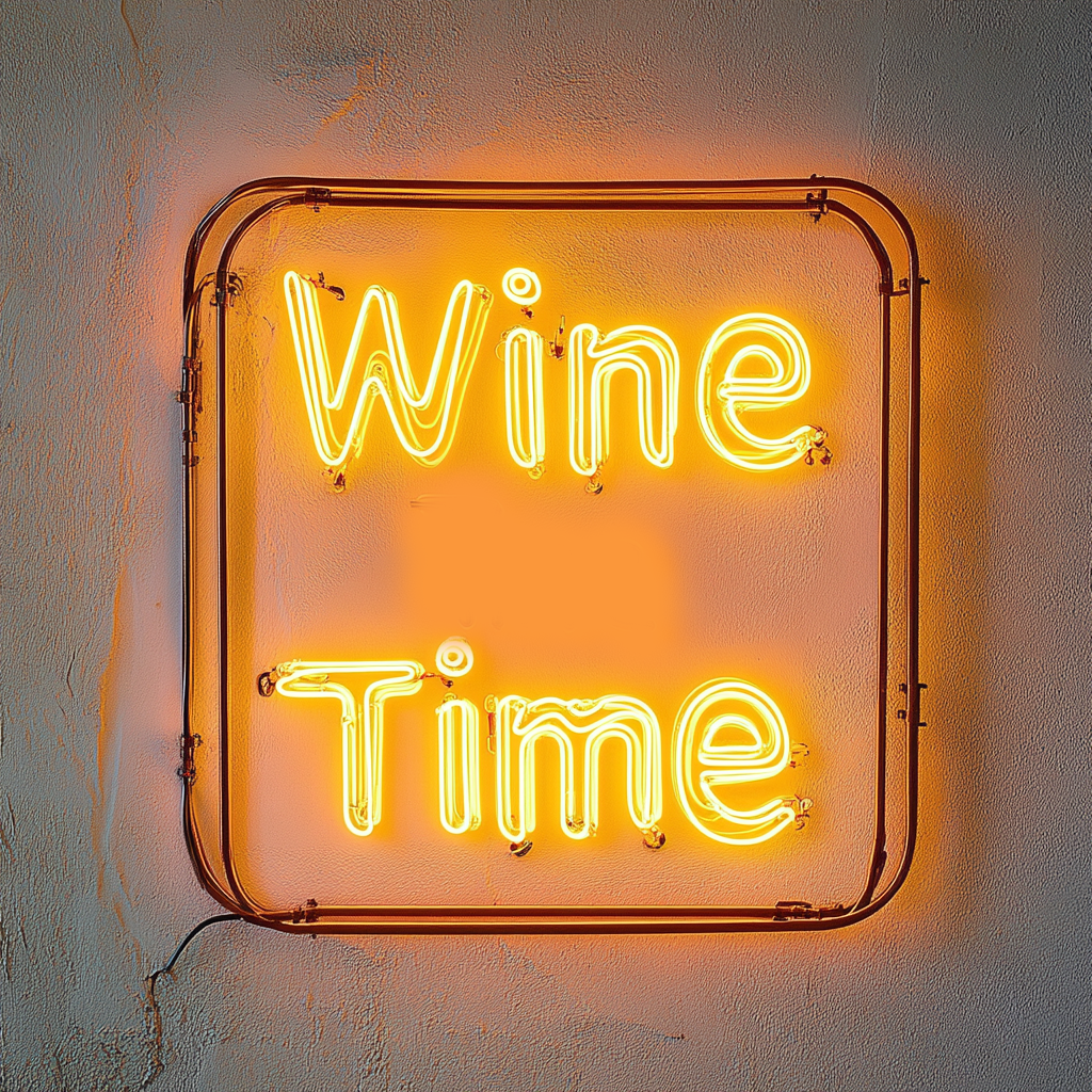 "Wine Time" - Yellow Neon Sign, 24 Inches