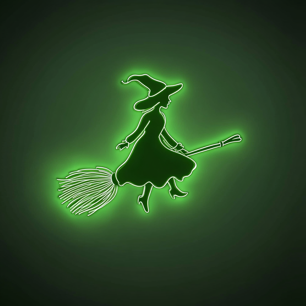 Witch - Green Neon Sign, 18 Inches