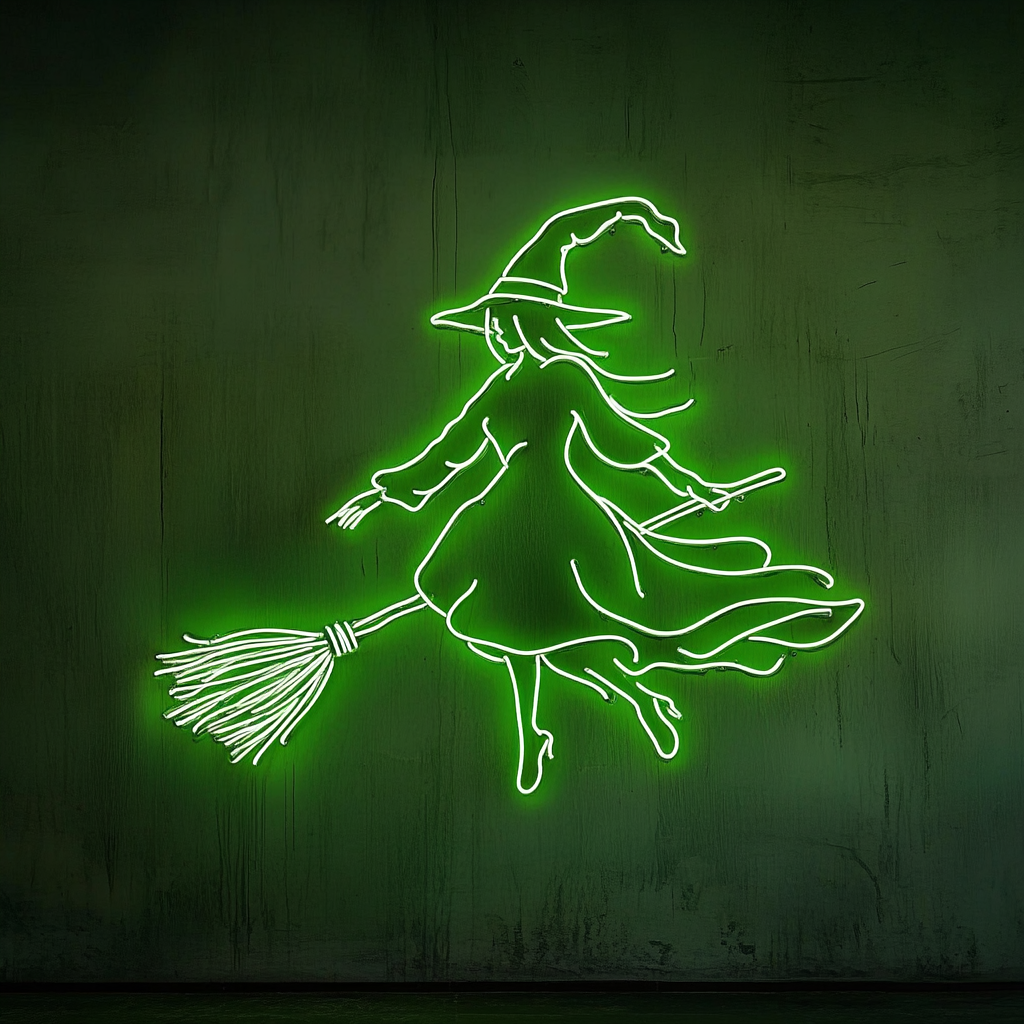 Witch - Green Neon Sign, 18 Inches