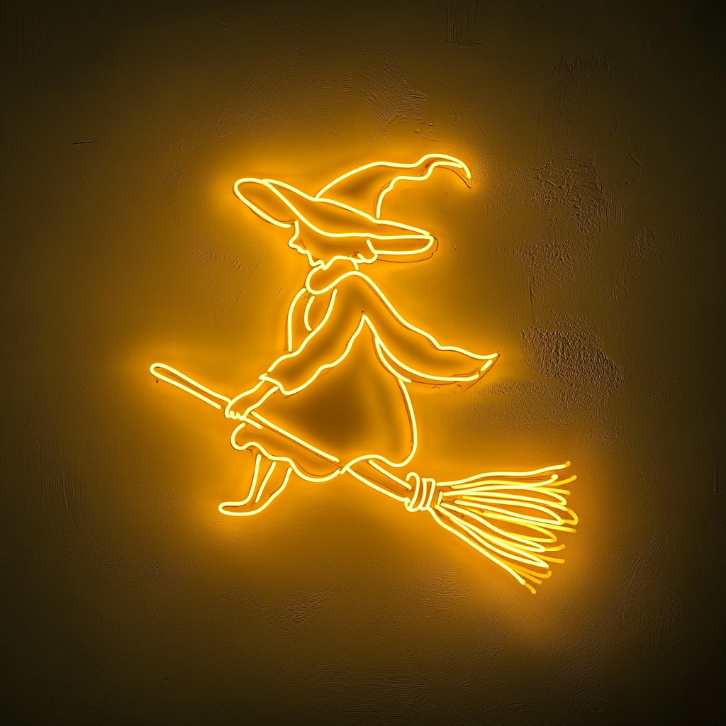 Witch - Yellow Neon Sign, 18 Inches