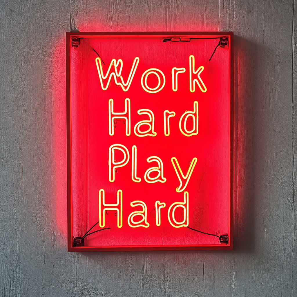 "Work Hard Play Hard" - Red Neon Sign, 18 Inches