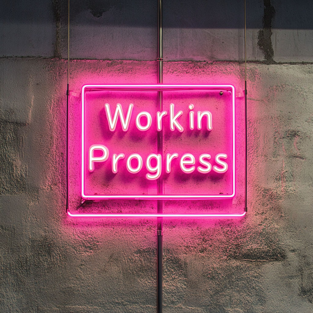 "Work in Progress" - Pink Neon Sign, 18 Inches