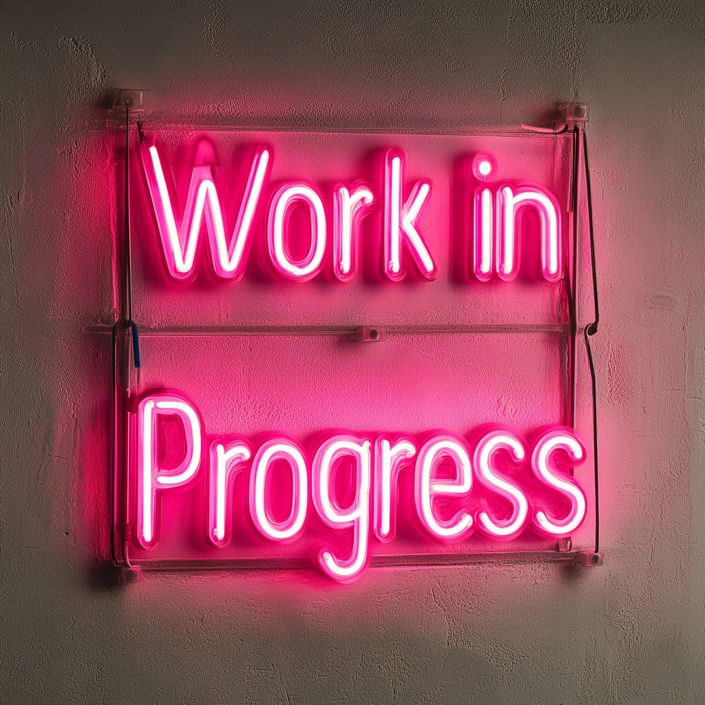 "Work in Progress" - Pink Neon Sign, 18 Inches