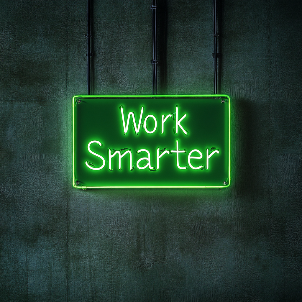 "Work Smarter" - Green Neon Sign, 18 Inches