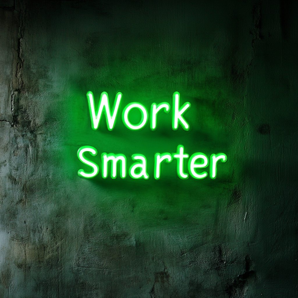 "Work Smarter" - Green Neon Sign, 18 Inches