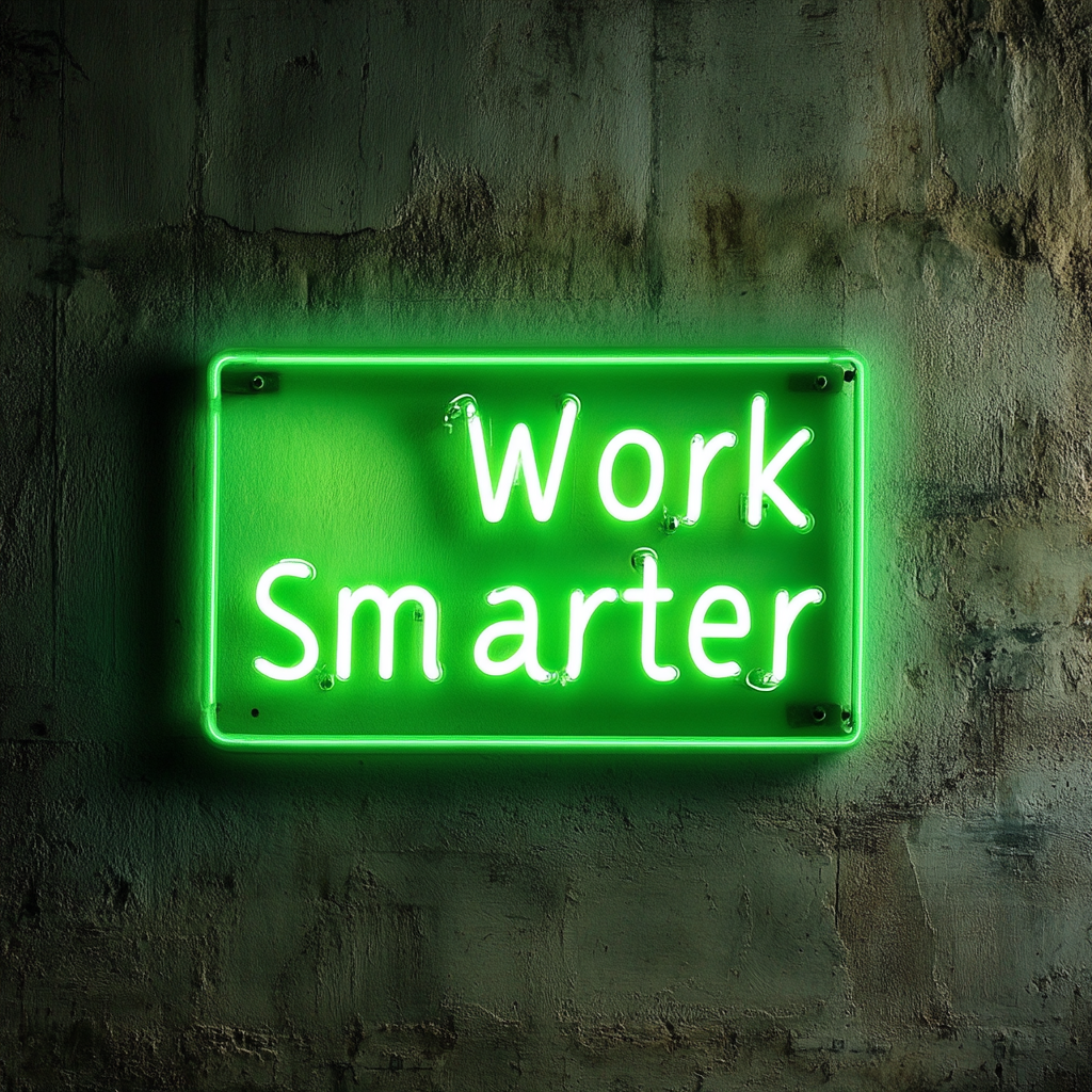 "Work Smarter" - Green Neon Sign, 24 Inches