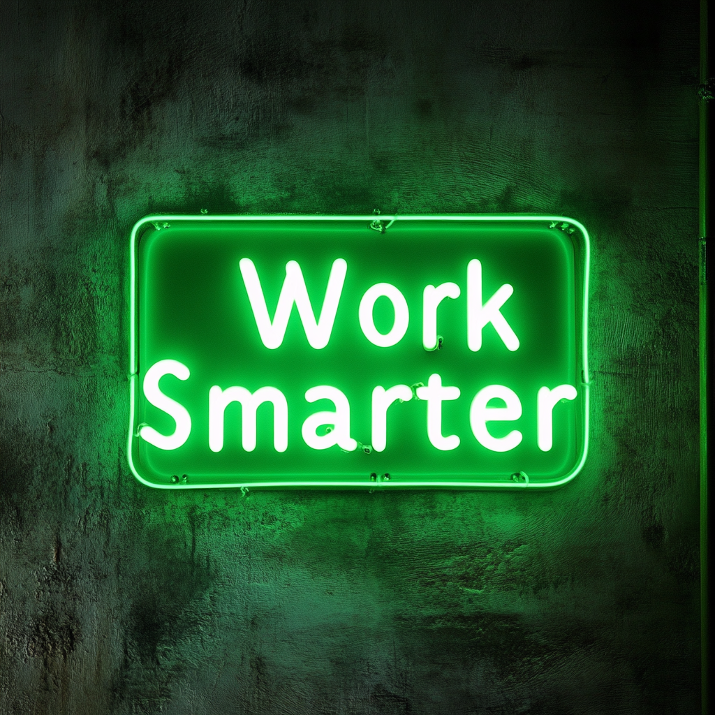 "Work Smarter" - Green Neon Sign, 18 Inches