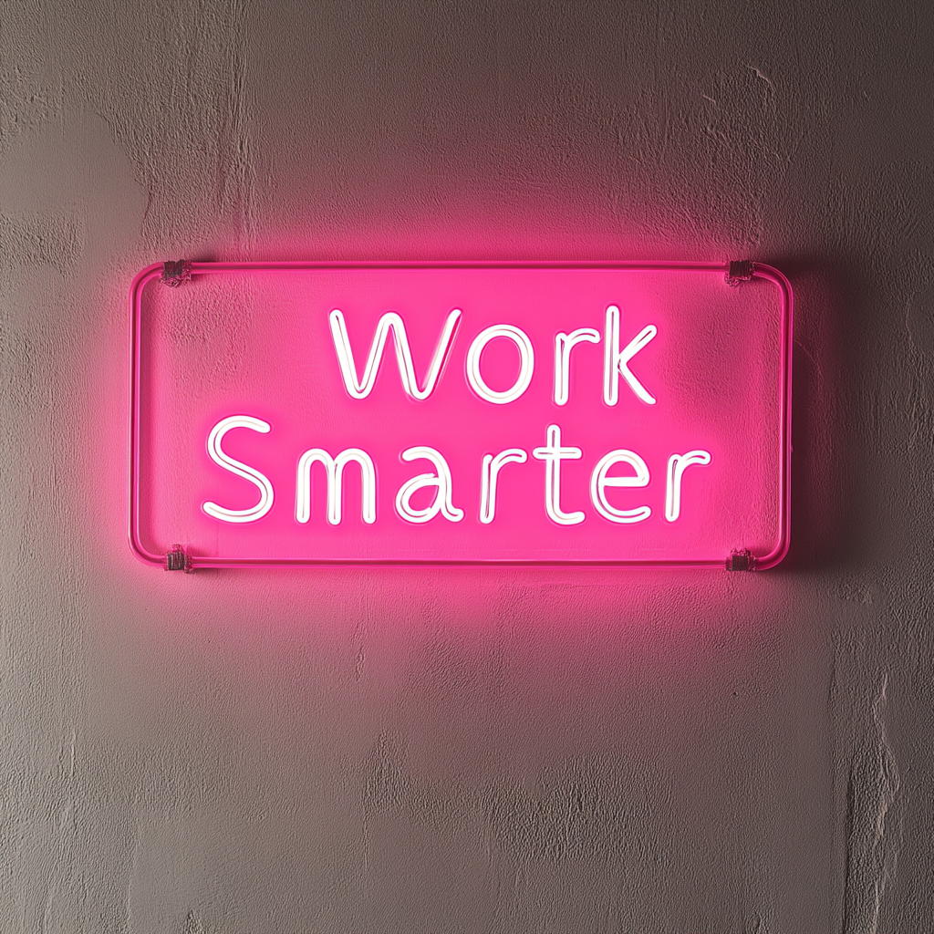 "Work Smarter" - Pink Neon Sign, 24 Inches
