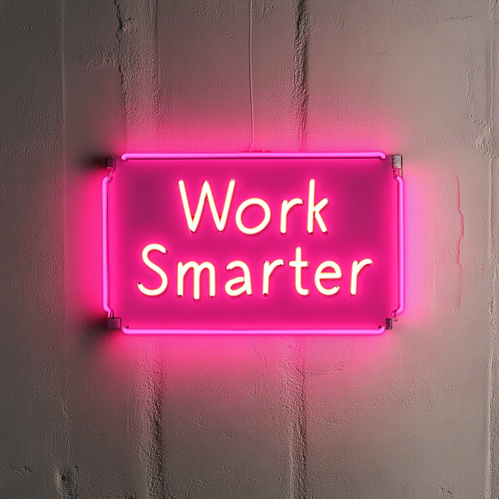 "Work Smarter" - Pink Neon Sign, 24 Inches