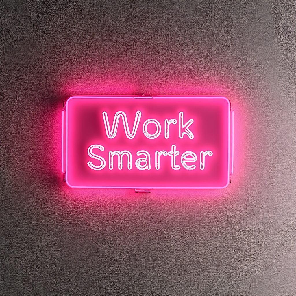 "Work Smarter" - Pink Neon Sign, 18 Inches