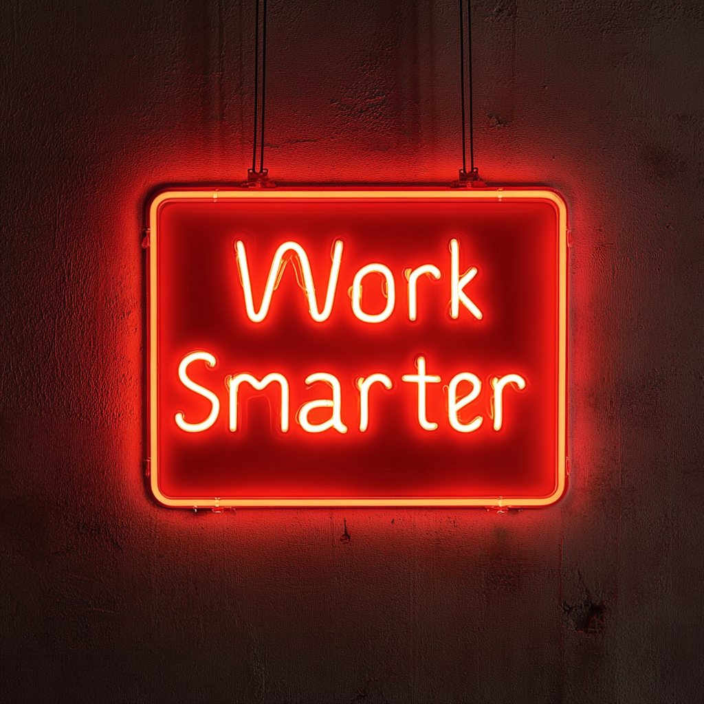 "Work Smarter" - Red Neon Sign, 24 Inches