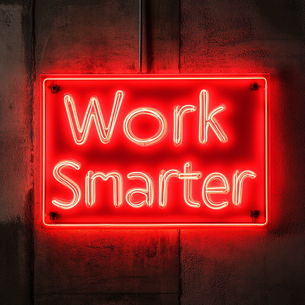 "Work Smarter" - Red Neon Sign, 24 Inches