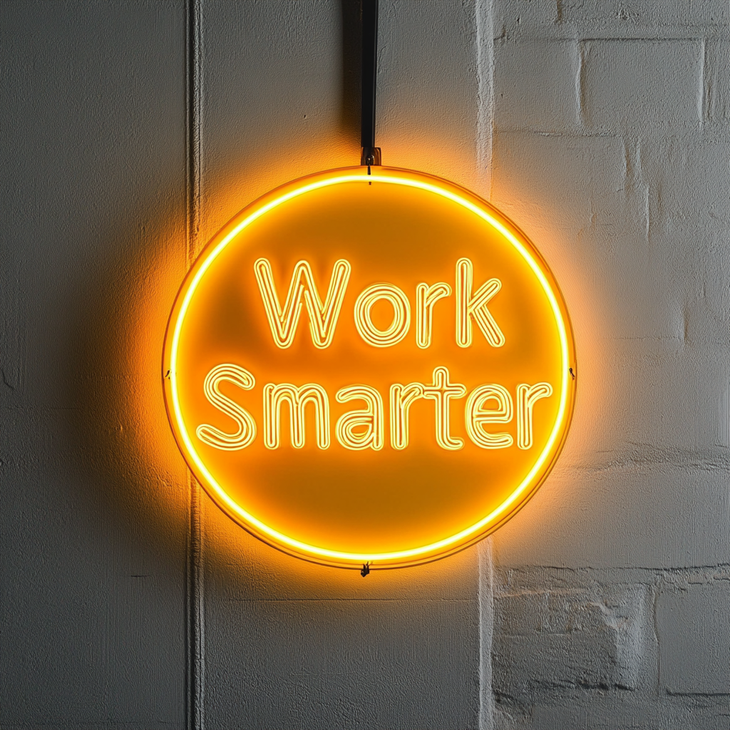 "Work Smarter" - Yellow Neon Sign, 18 Inches