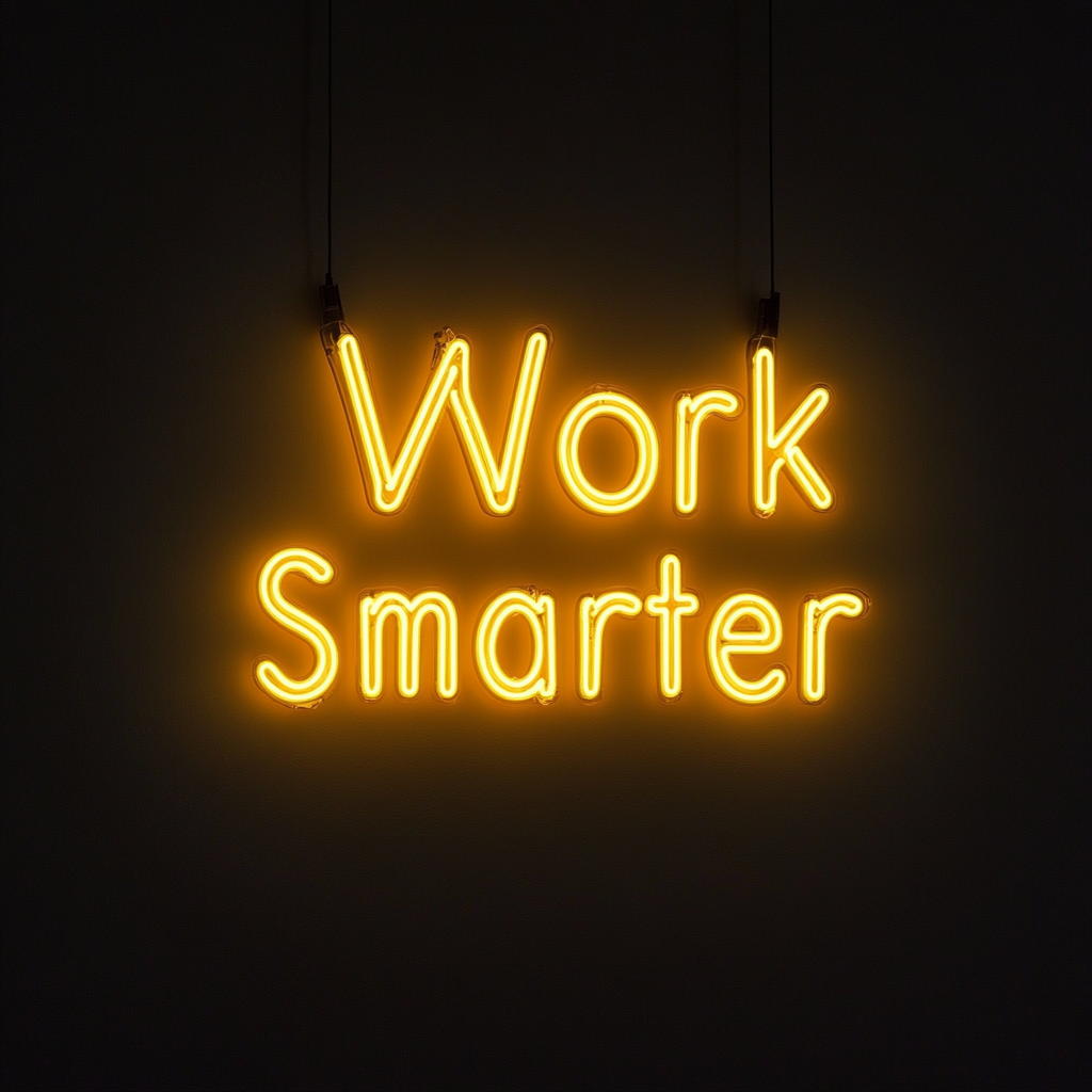 "Work Smarter" - Yellow Neon Sign, 18 Inches