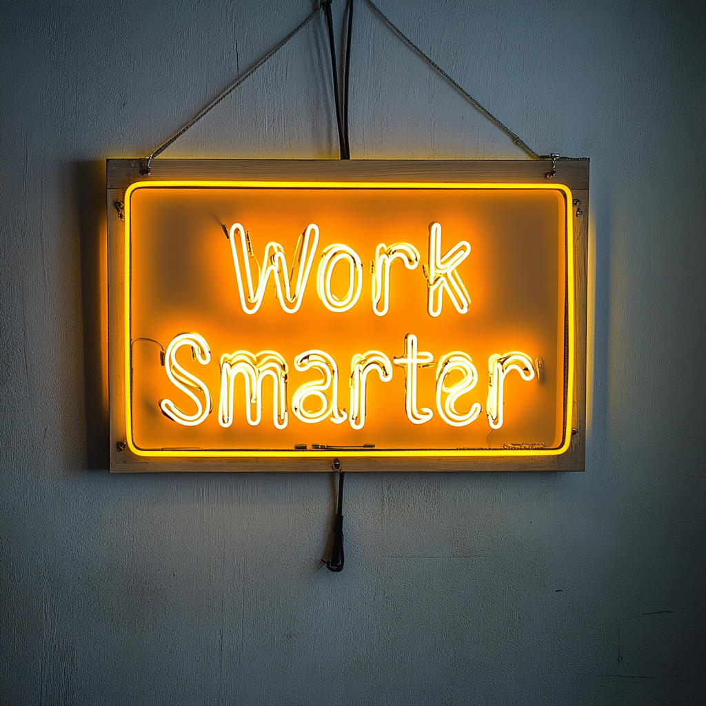 "Work Smarter" - Yellow Neon Sign, 24 Inches