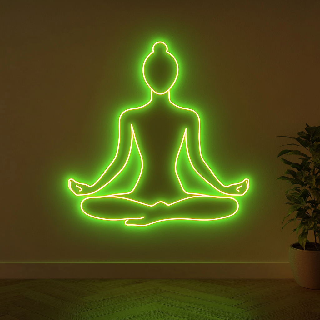 Yoga Pose - Green Neon Sign, 18 Inches