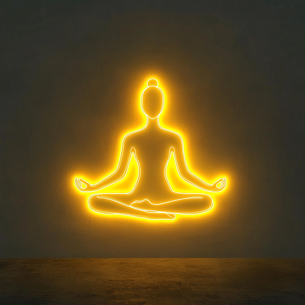 Yoga Pose - Yellow Neon Sign, 18 Inches