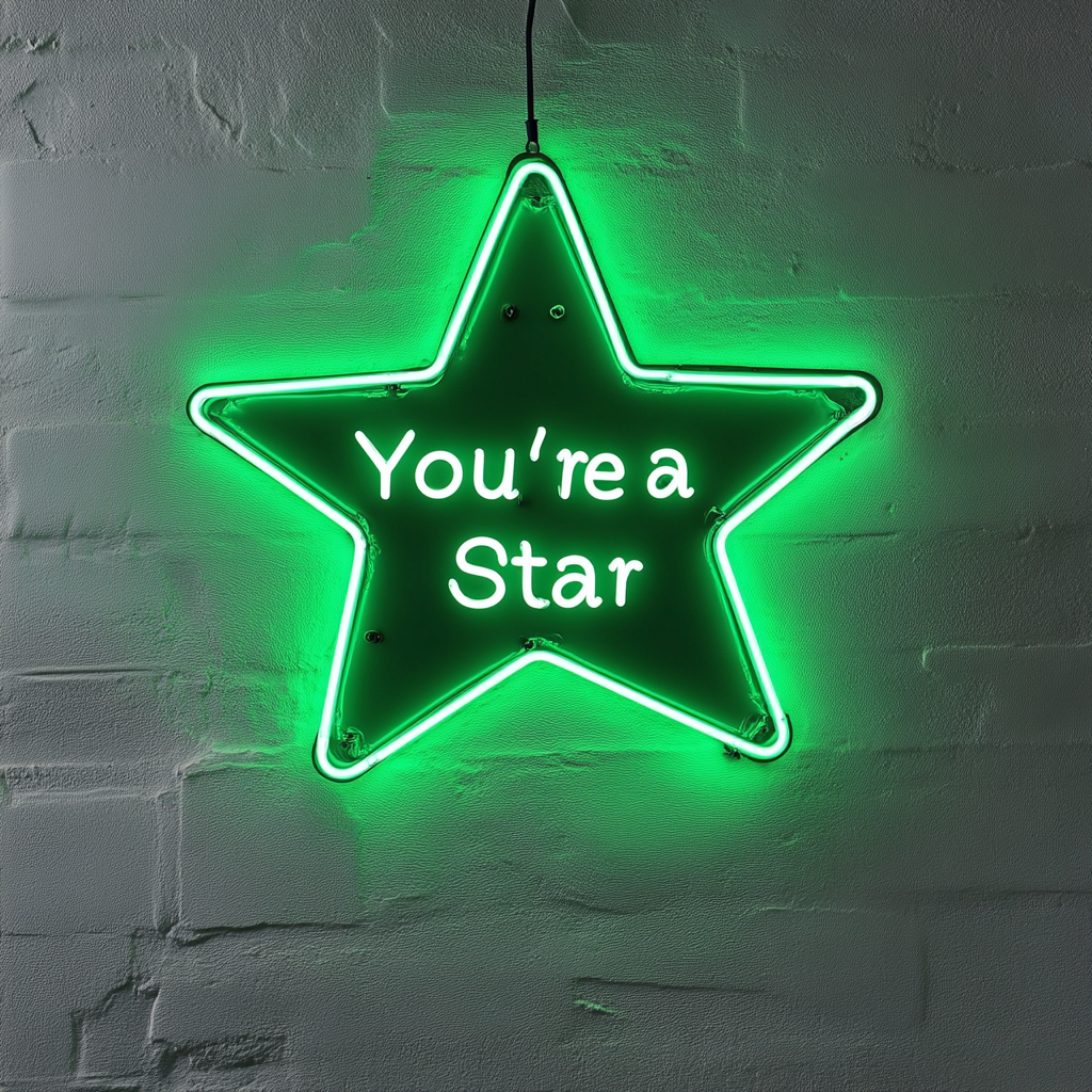 "You're a Star" - Green Neon Sign, 18 Inches