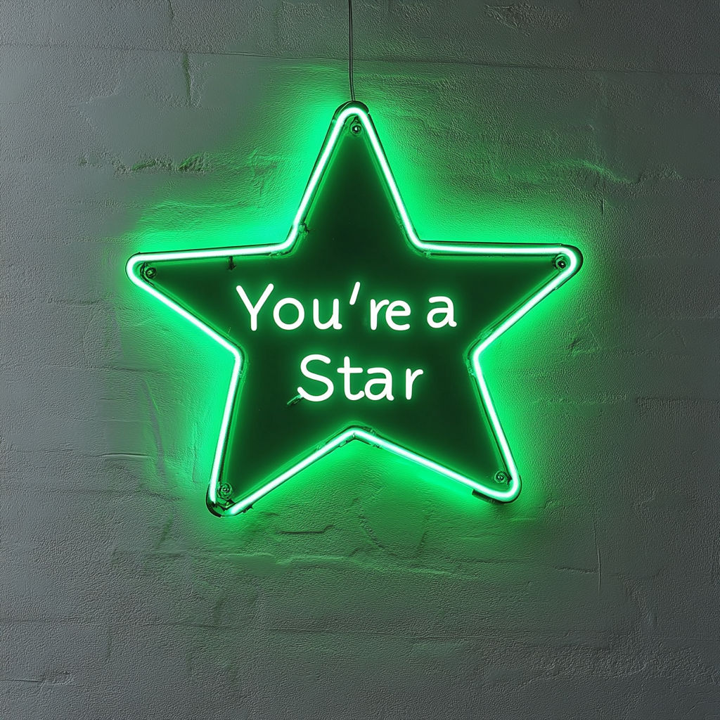 "You're a Star" - Green Neon Sign, 18 Inches