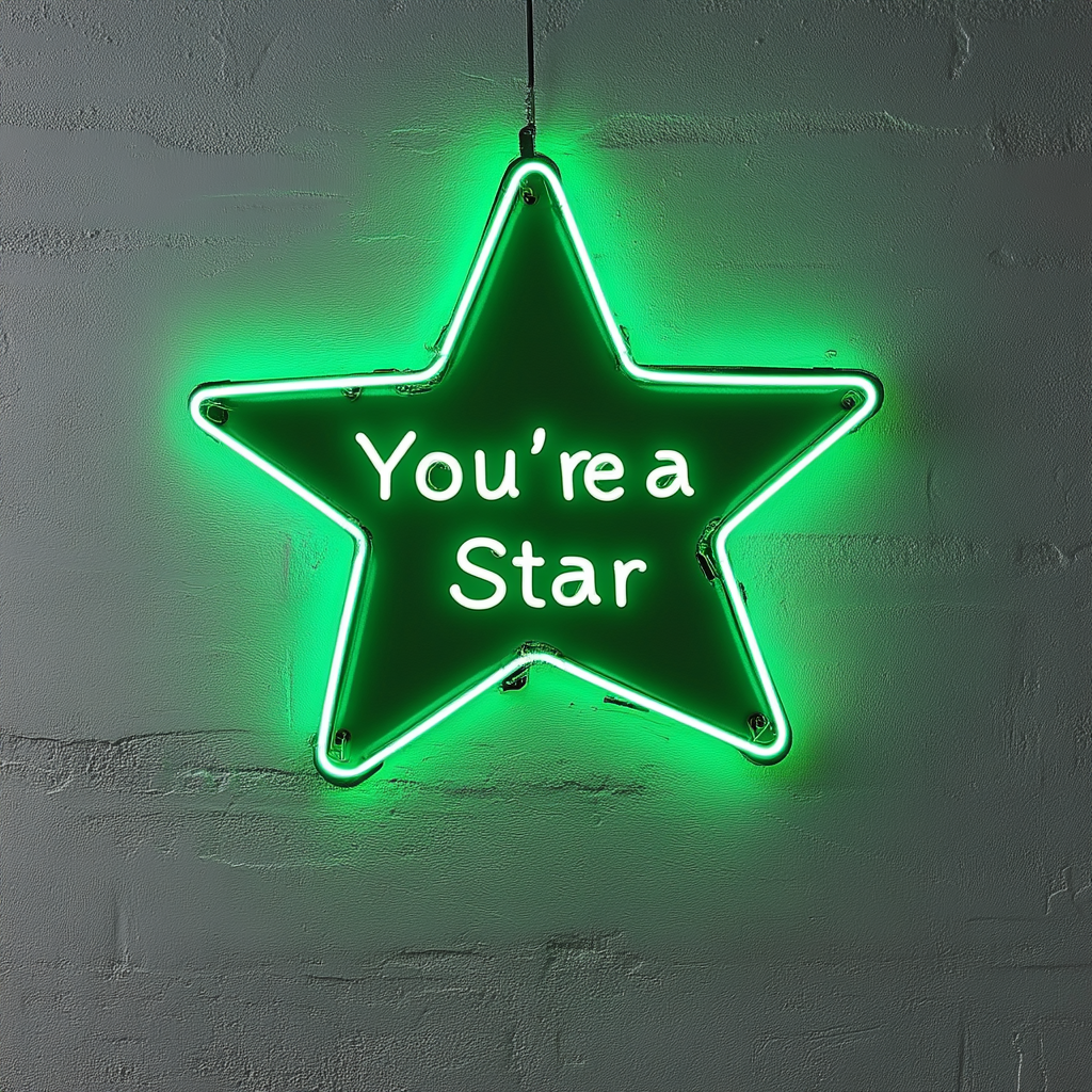 "You're a Star" - Green Neon Sign, 18 Inches