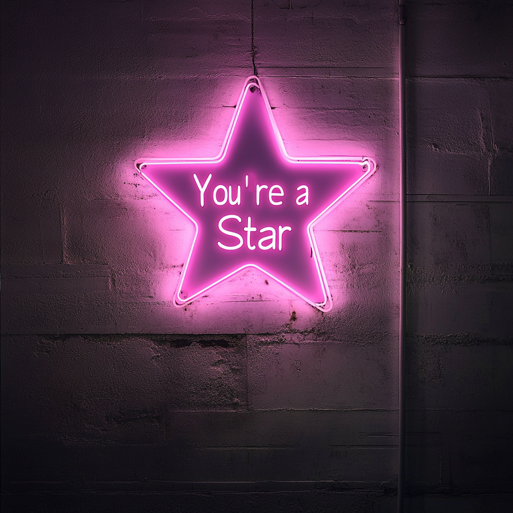 "You're a Star" - Pink Neon Sign, 18 Inches