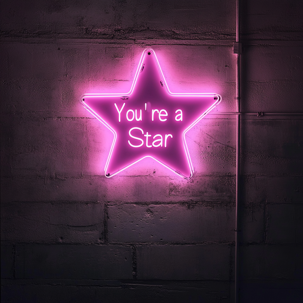 "You're a Star" - Pink Neon Sign, 18 Inches