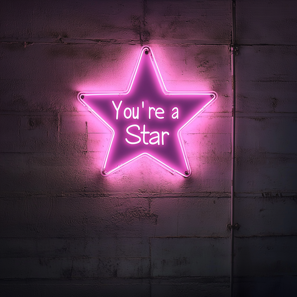 "You're a Star" - Pink Neon Sign, 18 Inches