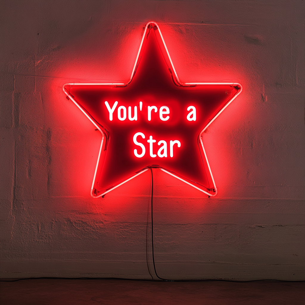 "You're a Star" - Red Neon Sign, 18 Inches