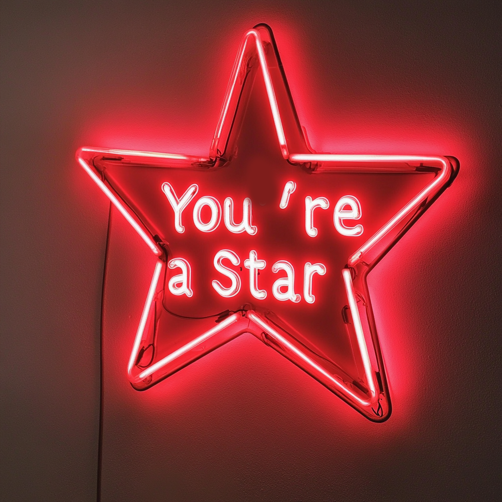 "You're a Star" - Red Neon Sign, 18 Inches