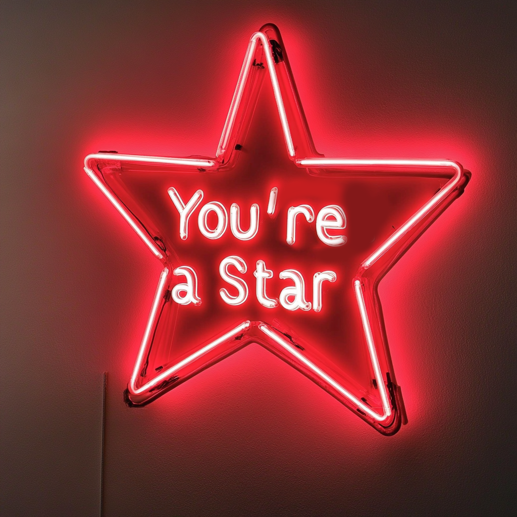 "You're a Star" - Red Neon Sign, 18 Inches