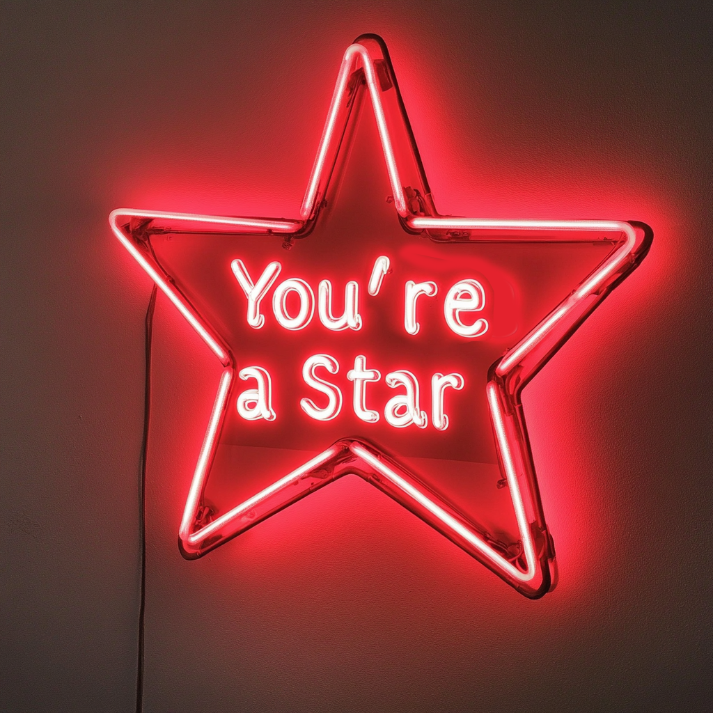 "You're a Star" - Red Neon Sign, 18 Inches