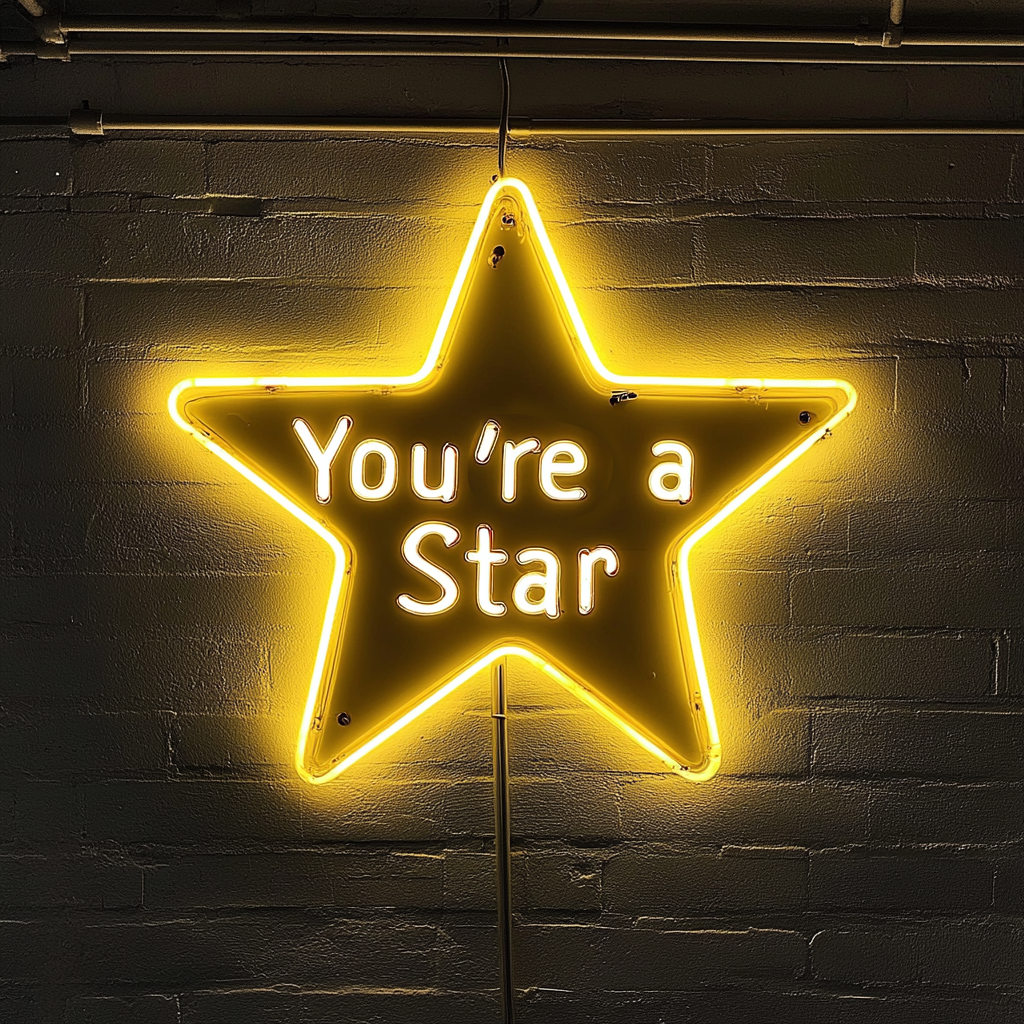 "You're a Star" - Yellow Neon Sign, 18 Inches